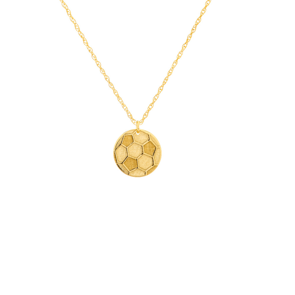 14K solid Yellow Gold Mini Soccer Ball Pendant Necklace